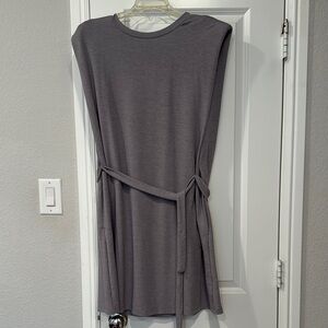 Gray Sleeveless Dress with Belt